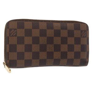 LOUIS VUITTON Damier Ebene Zippy Wallet Long Wallet N41661 LV Auth bs31083